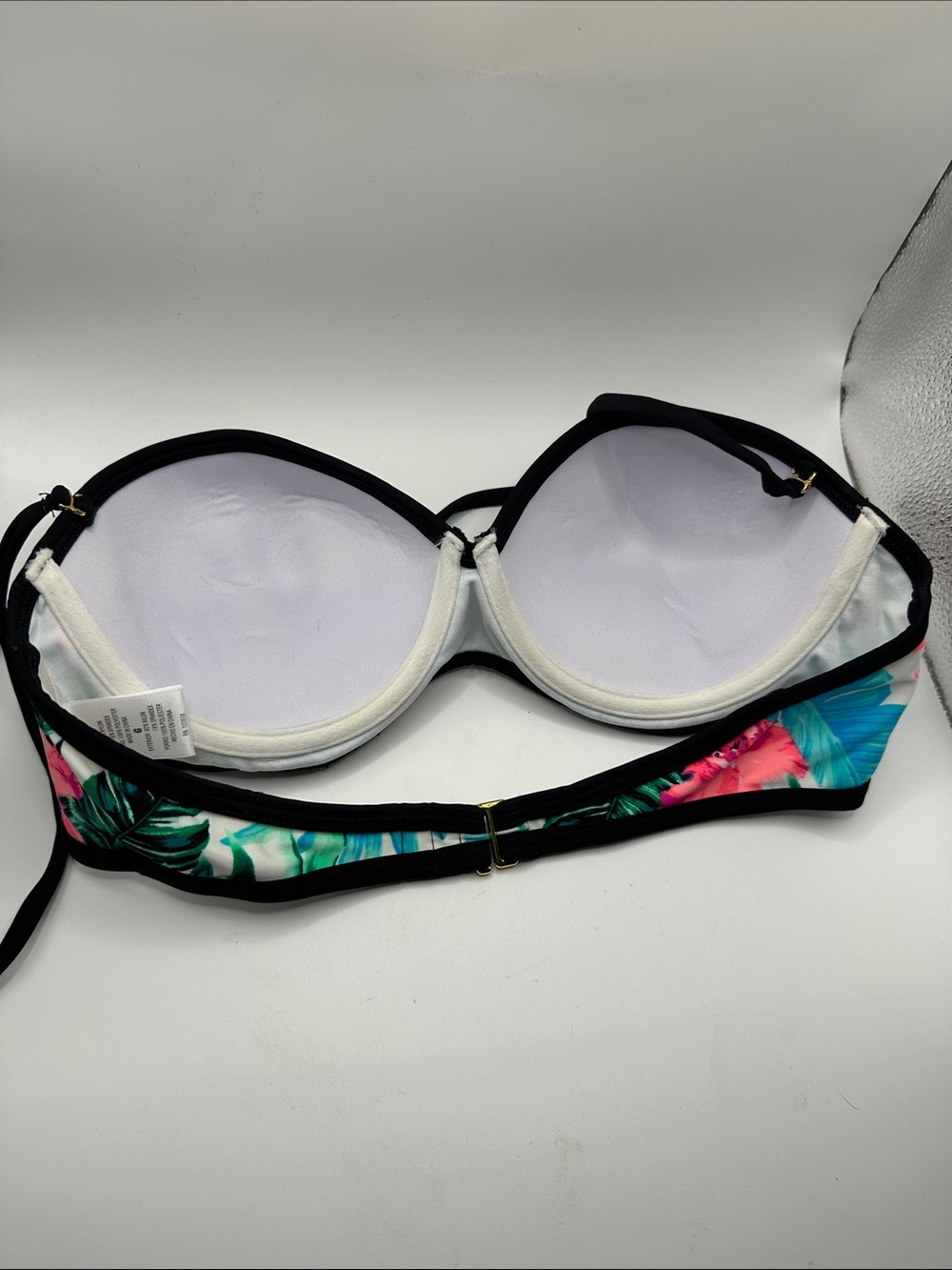 Women’s Tropical Print Underwire Bikini Top - Black Trim - Picture 3 of 5